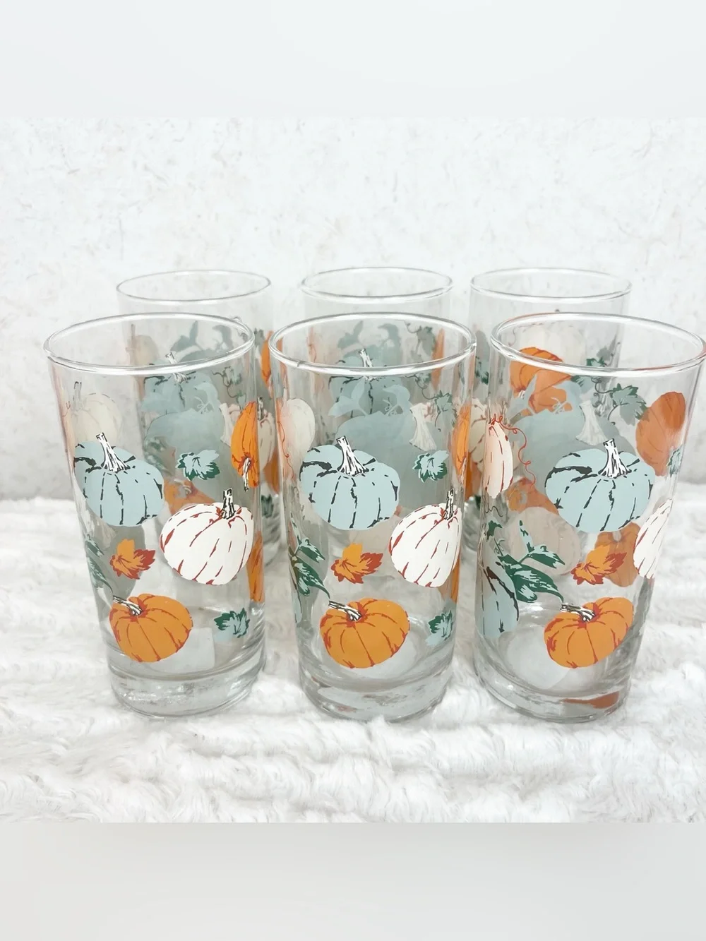 Libbey 6 Color Pumpkins Tumblers Drinking Glasses 16.3 Oz Fall Harvest Autumn